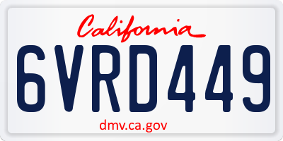 CA license plate 6VRD449