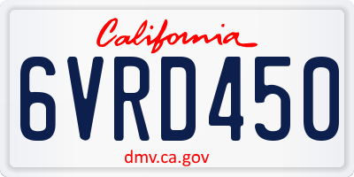 CA license plate 6VRD450