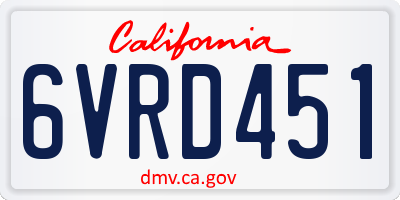 CA license plate 6VRD451