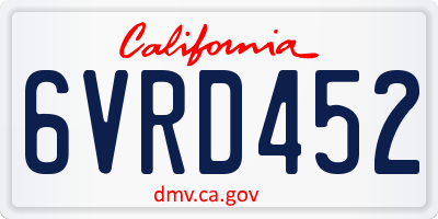 CA license plate 6VRD452