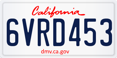 CA license plate 6VRD453