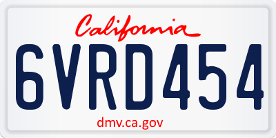 CA license plate 6VRD454