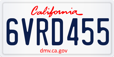 CA license plate 6VRD455