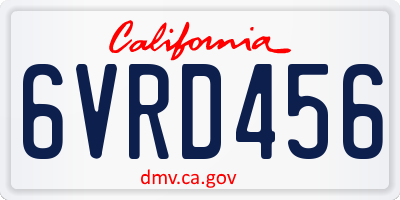 CA license plate 6VRD456