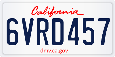 CA license plate 6VRD457