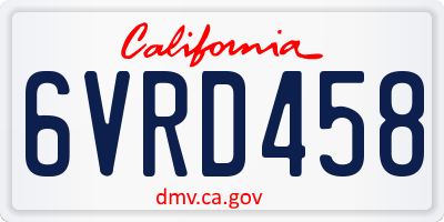 CA license plate 6VRD458