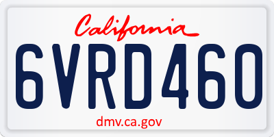 CA license plate 6VRD460