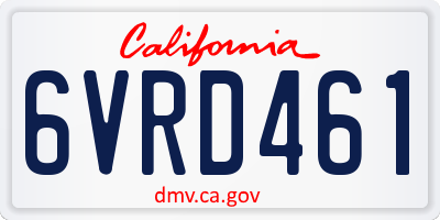 CA license plate 6VRD461