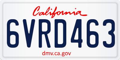 CA license plate 6VRD463