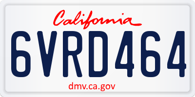 CA license plate 6VRD464