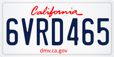 CA license plate 6VRD465