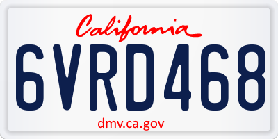 CA license plate 6VRD468