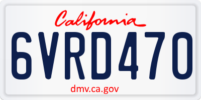 CA license plate 6VRD470
