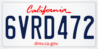 CA license plate 6VRD472