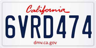 CA license plate 6VRD474