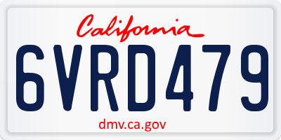 CA license plate 6VRD479