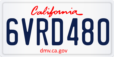 CA license plate 6VRD480