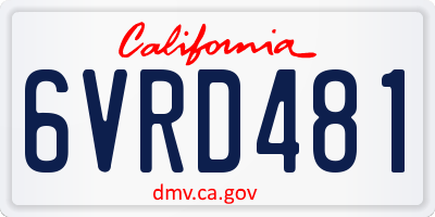 CA license plate 6VRD481