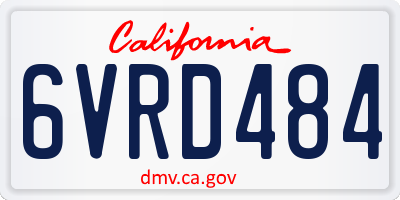 CA license plate 6VRD484