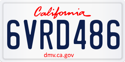 CA license plate 6VRD486