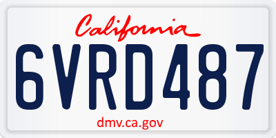 CA license plate 6VRD487