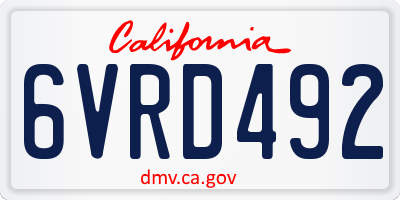CA license plate 6VRD492