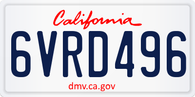 CA license plate 6VRD496