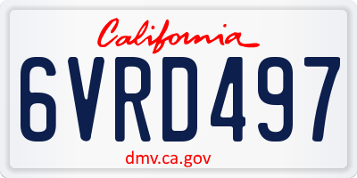 CA license plate 6VRD497