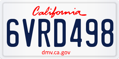 CA license plate 6VRD498