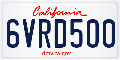 CA license plate 6VRD500