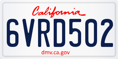 CA license plate 6VRD502