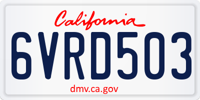CA license plate 6VRD503