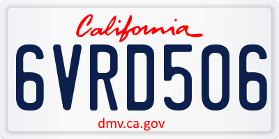 CA license plate 6VRD506