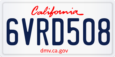 CA license plate 6VRD508