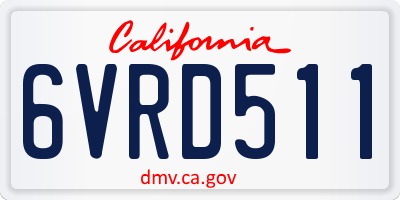 CA license plate 6VRD511