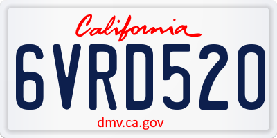 CA license plate 6VRD520