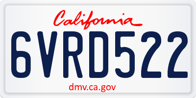 CA license plate 6VRD522