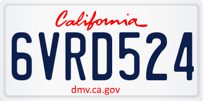 CA license plate 6VRD524