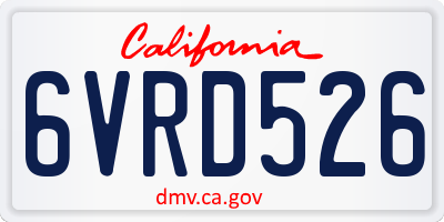 CA license plate 6VRD526
