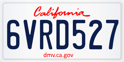 CA license plate 6VRD527