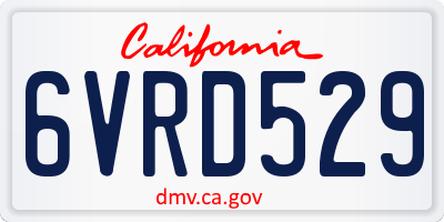 CA license plate 6VRD529