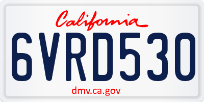 CA license plate 6VRD530
