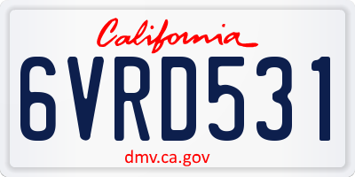 CA license plate 6VRD531