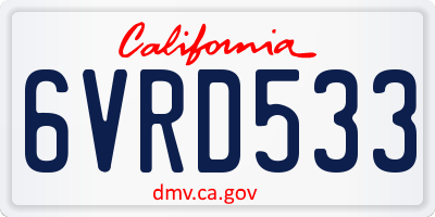 CA license plate 6VRD533