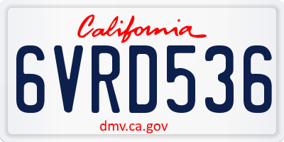 CA license plate 6VRD536