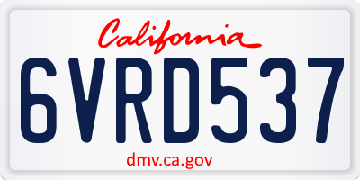 CA license plate 6VRD537