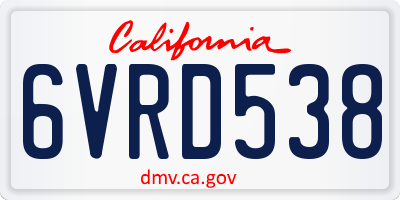 CA license plate 6VRD538