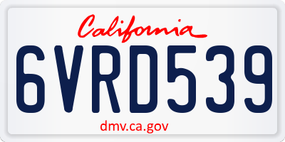 CA license plate 6VRD539