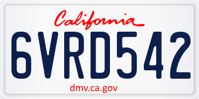CA license plate 6VRD542