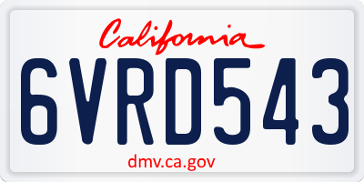 CA license plate 6VRD543